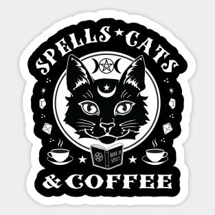 Spells, Cats & Coffee Sticker